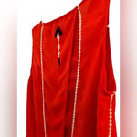 THML  Red Tank Blue/white Embroidery, Crossover Back, Womens X-Small Photo 2