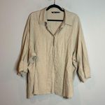 ZARA  cream linen blend oversized button down shirt Photo 0