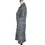 Vintage Knit A Line Button Front Dress Black White Blue Marled Pattern Photo 2