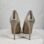 Jessica Simpson Womens Greeta Shoes 8B Metallic Gold Sheer Sock Stiletto Heel Photo 6
