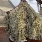 Bueno Cream Gray Brown Faux Fur Shaggy Hobo Purse Shoulder Bag Photo 5
