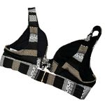 Black & Tan Stripe Bohemian Style Bathing Suit Bikini Top Gold Women’s Small Fit Photo 1