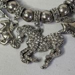 Silver Stretch Bracelet with CZ Horse Charms Photo 3