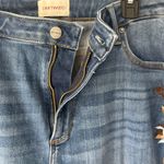 Driftwood  Royce Straight Leg Jeans Indigo Detached Floral Embroidery Medium Wash Photo 9