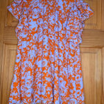 Haptics by Holly Harper Floral Ruffle Sleeve Dress Medium Orange Lavender Photo 0