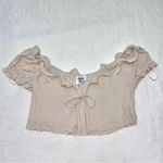 Womens NWT Princess Polly Beige Tie Front Crop top size Medium (10) Photo 1