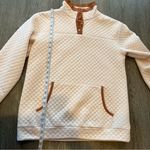 JODIFL  Cream & Tan Neutral Quilted Long Sleeve Pullover Women’s Size Medium Photo 4
