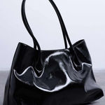 Topshop ASOS-  black patent faux leather large shoulder bag tote Photo 0