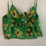 Aerie  Green Yellow Pattern Crop Tie Cami Women's Size XL Photo 2