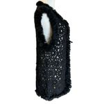 Josephine Chaus Vtg Black Crochet Open Knit Sleeveless Vest SZ M Rabbit Fur 80's Photo 9