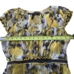 BCBGMAXAZRIA Y2K fairy core boho top cap sleeve yellow and beige 100% silk S Photo 7