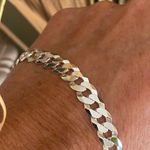 Sterling Silver Faceted Italian Pave Flat Curb Bracelet Photo 2