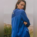 Daily Drills  Satin Coblat Blue Button Top Photo 1