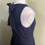 Gap Banana Republic Navy high neck tie back pleated cutout skirt midi dress Photo 14