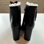 Schutz Zhara Black Leather Sherpa Lined Heeled Lace up Boots NEW Size 7 Photo 3