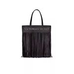 Victoria's Secret Victoria`s Secret Limited Edition Black Leather Tote Bag Purse with Fringe trave Photo 1