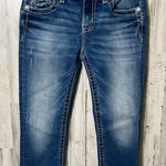 Miss Me Y2K Fleur De Lis Bling Mid Rise Capri Crop Jeans Studded Womens Size 27 Photo 0