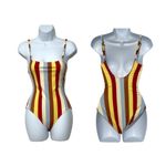 Solid & Striped  Nina Multi Color Striped One‎ Piece Swimsuit Blue Red Yellow XS Photo 1