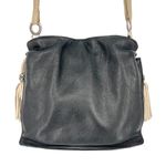 Brighton Black Leather Bucket Slouch Bag White Tassels Silver Charms Photo 10