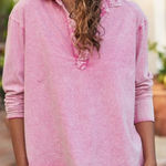 Frank & Eileen  $168 Patrick Popover Henley Top Shirt Pullover Mineral Pink RARE Photo 0