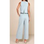 Lulus NWT Medium Breezy Sophistication Sage Green Textured Wide-Leg Jumpsuit Photo 1