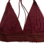 Urban Outfitters Strappy Back Lace Halter Bralette In Burgundy Photo 7