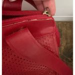 Vintage Medallion Red Leather‎ Perforated Shoulder Bag Purse Y2K Style Photo 9