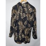 Joie  Linen Blend Black Top Sz S Black Leaf Tunic Button Shirt Oversized Photo 3