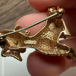 Krementz Small Poodle Dog Brooch Pin Green Rhinestone Eyes Gold Tone Signed Photo 8