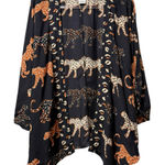 Anna & Ava  Cheetah Print Open Front Black Kimono Duster One Size Boho Cardigan Photo 0