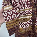 Lucky Brand Boyfriend Cardigan Sweater S Red Jacquard Southwestern Aztec Tribal Photo 3