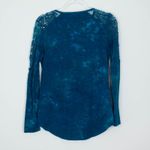 Earth Yoga Teal Blue Tie Dye Lace Long Sleeve Top Womens Size M Sustainable Size M Photo 4