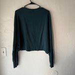 Wrangler  Women's Teal Long Sleeve Cropped T Shirt Bison XL Buffalo Western Aztec Photo 3