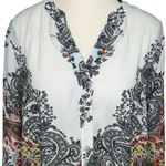 Fig and Flower Boho Colorful Print Pullover Tunic Top Adjustable Sleeve Size L Orange Size L Photo 2