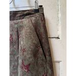 Vintage 80s Authentic Imports leather green red paisley A line maxi skirt medium Brown Photo 3