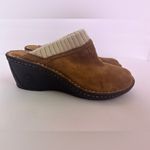 UGG  Gael Chestnut Tan Suede Knit Cuff Sheep Shearling Lined Wedge Clogs 7 Photo 5