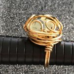 2 Glass Beads wrapped in gold tone wire Ring Photo 6