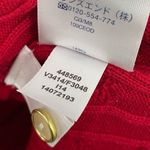 Lands' End  Women's Cable Knit Gold Contrast Trim V-Neck Cardigan Sweater Red‎ PL Photo 5