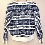 Cotton Citizen Nordic Print V Neck Fringe Detail Pullover Navy Blue Photo 1