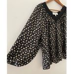 The Great  Holly Top Silk 0 Black Cream Ditsy Floral V Neck Long Sleeve Blouse Photo 7