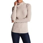 Theory  Leendelly Volt Asymmetrical Sweater Wome's Ribbed Turtleneck Top Tan‎ M Photo 0