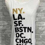 SoulCycle  White Muscle Tee with Gold and Black Graphics Photo 0