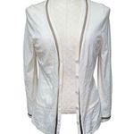 Escada White Virgin Wool Button Front Sheer Trim Cardigan Sweater Size Medium Photo 0