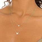 The M Jewelers NY Double Pave Butterfly Necklace in Gold New Womens Crystal Jewl Photo 1