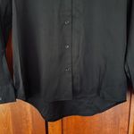 Quince  Washable Stretch Silk Notch Collar Blouse Button Up Black Size Medium Photo 5