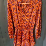 Boutique Vibrant Orange and Purple Aztec Patterned Long Sleeve Romper, Sz S Photo 4