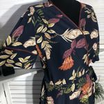 Johnny Was Jade floral pattern rust orange cream navy blue wrap midi dress Sz M Photo 2