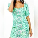 Lilly Pulitzer  Daniela Floral Resort Aqua Hopelessly Puff Sleeve Dress S 4 Photo 0