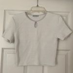 ZARA Cropped Textured Weave Top White Short Sleeve Crop Top Photo 7