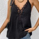 📷NWT, Elegant Boho style Contrast Lace Tank Top. Black Size M Photo 3